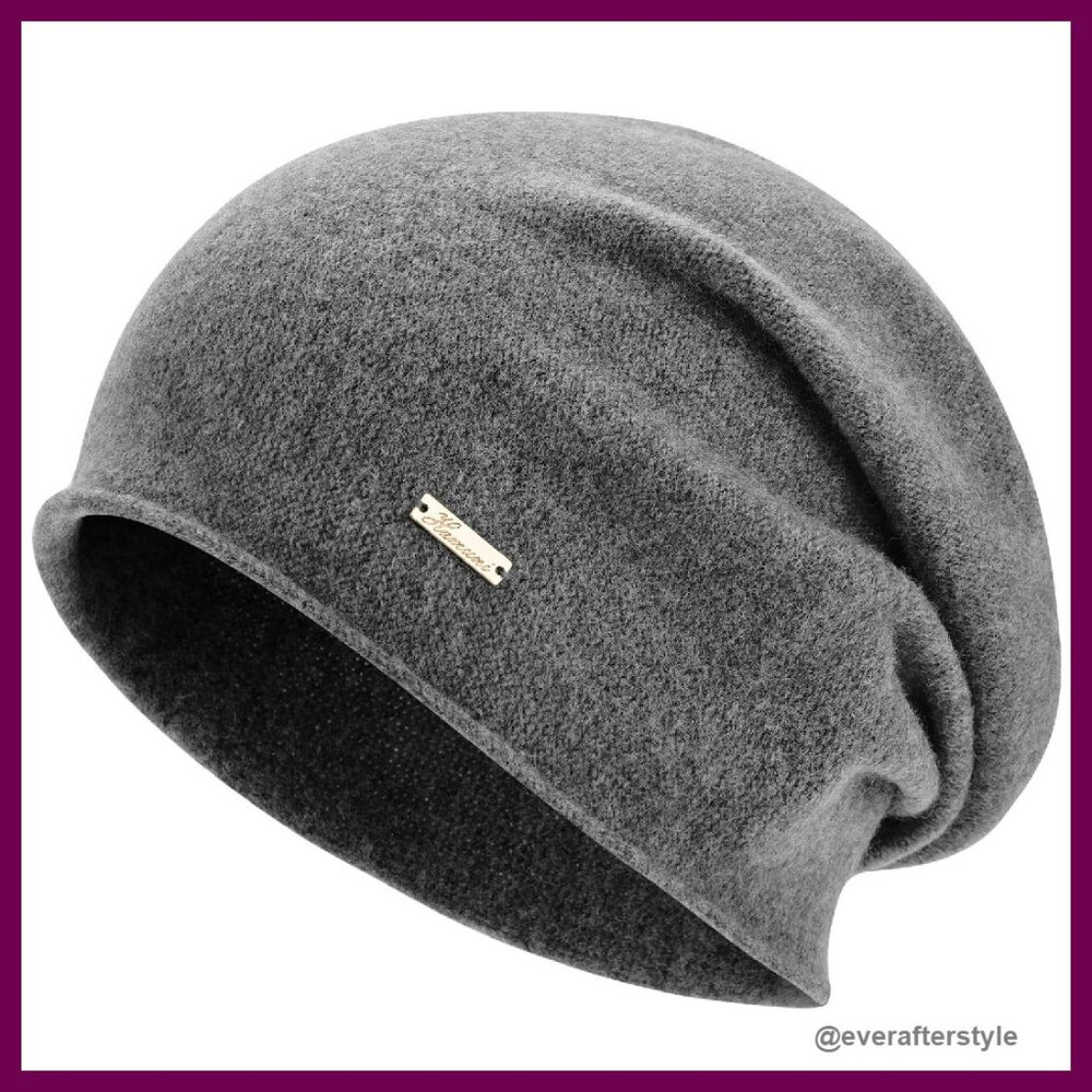 Wool Slouchy Beanie Warm Knit Skull Cap Chic Minimal Oversized Y2K